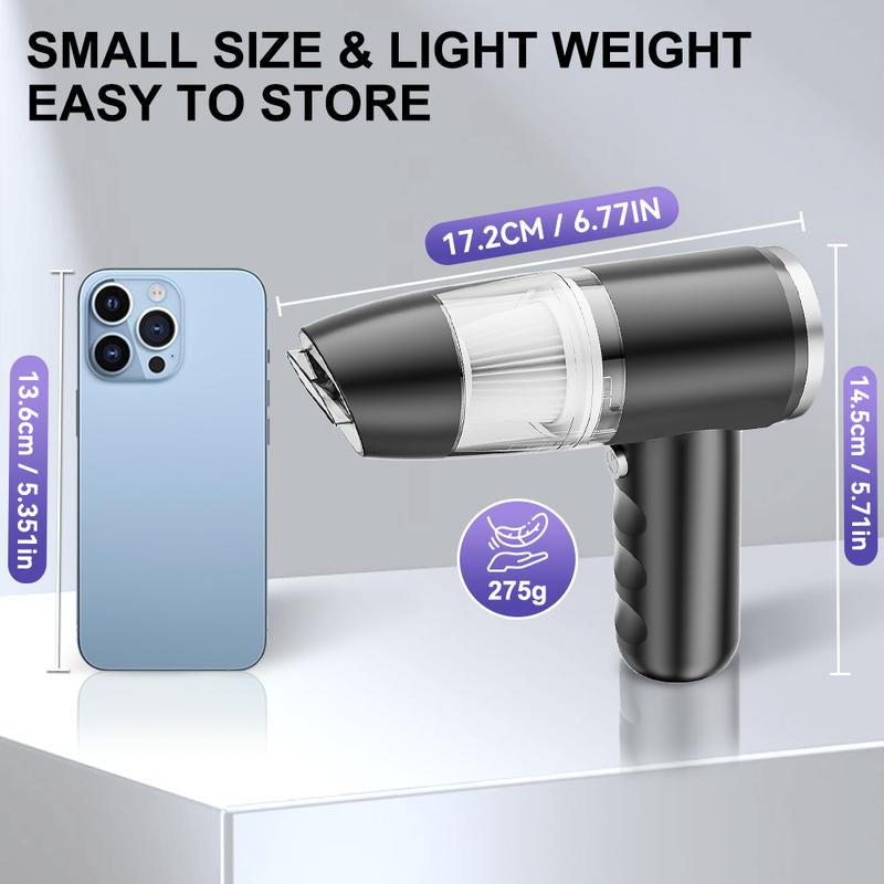 12000PA High Power Handheld Car Vacuum Cleaner and Air Duster, 4 in 1 Portable Mini Car Vacuum Cleaner BELIBUY Handheld Car Vacuum Cleaner Cordless, Type-C Charging Multiple Cleaning Accessories 2 Cartridges for Car Home Desktop Pets