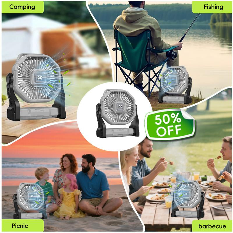 Camping Fan Battery Powered Fan with LED Lantern Light Rechargeable Portable Fan, Tent Swing Fan with 360 Degree Rotating Hook, USB Desktop Fan for Bedroom and Office, Mobile Small Light Fan Outdoor Fan Camping Fan Mini Fan Portable Fan