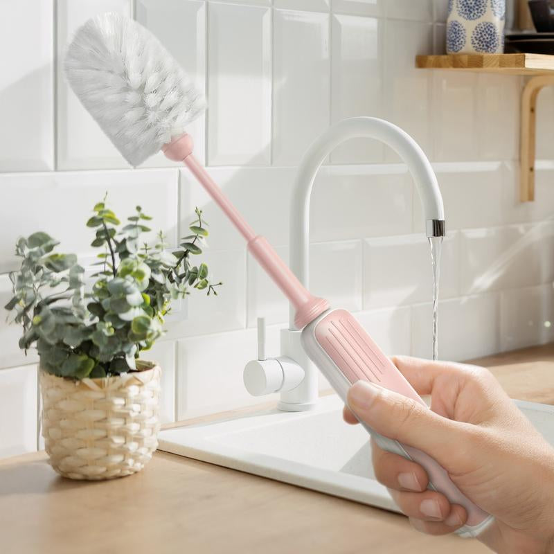 3-in-1 Electric Water Bottle Cleaning Brush Set with Long Handle, Straw Brush, and Kitchen Tool for Tumblers, Mugs, Glasses, Jars, and Stanley Cups